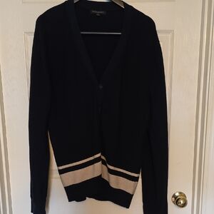 Banana Republic Vintage Black Cardigan with Cream Stripes